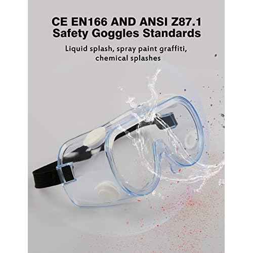 MELASA Safety Goggles ANSI Z87.1, Anti-Fog Protective Lab Goggles, Eye Protection Goggles