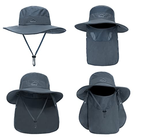 Men's 3-in-1 Sun Fishing Hat Outdoor Boonie Cap - Dark Grey, One Size