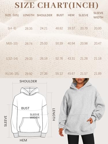 EFAN Women's Oversized Grey Fleece Hoodie Sweatshirt Medium