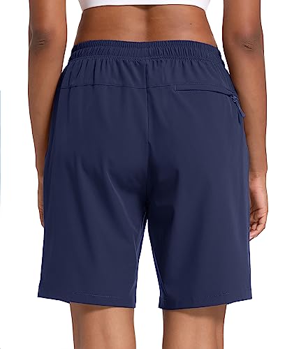 Women's Hiking Shorts Small Navy Lightweight Quick Dry Water-Resistant with 3 Zipper Pockets