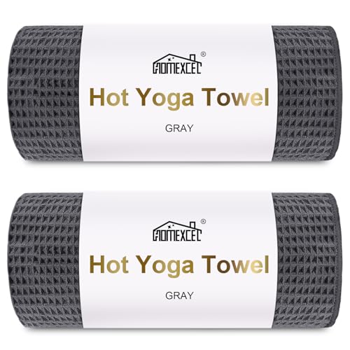 HOMEXCEL 2-Pack Yoga Mat Towels for Hot Workout - Grey, 26.5" x 72"