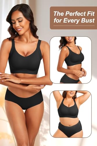 Vertvie Wireless Jelly Bras for Women Support and Lift XX-Large Black
