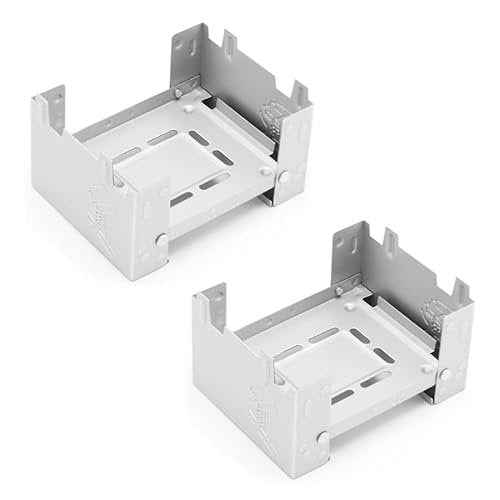 2 Pack Solid Fuel Stove Portable Compact Mini Foldable Solid Alcohol Spirit Wax Tablets Stand Burner for Camping Outdoor Backpacking Hiking Trekking Survival Picnic