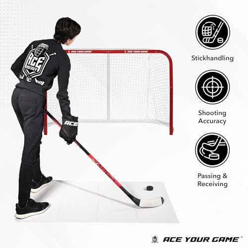 ACE HOCKEY Dryland Flooring Tiles for Hockey Training - 8-Pack Hockey Tiles (9.4 sqft) for Shooting, Passing, Stickhandling - Not Skateable Synthetic Ice Tiles for Hockey Practice