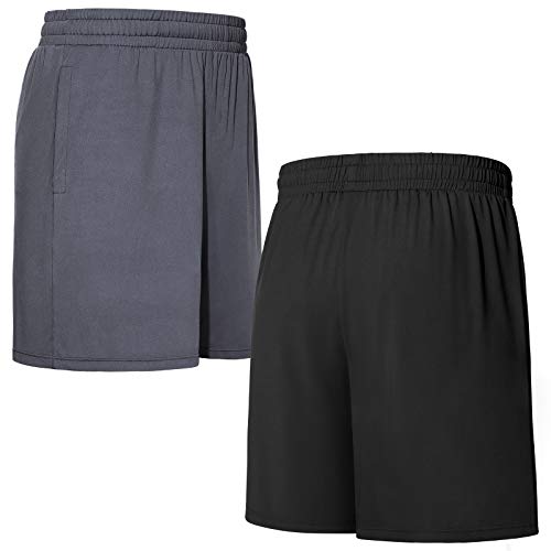 Men's 7 Inch Workout Shorts with Pockets - X-Large, Black & Gray 2 Pack