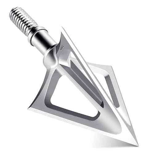 6-Pack 420 Stainless Steel Fixed Blade Broadheads 100 Grain 1-1/8" Cut Premium Solid Arrow Tip for Archery Hunting for Crossbow and Compound Bow