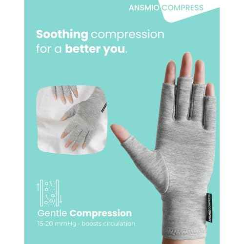 Rayon Derived from Bamboo Compression Gloves ? Fingerless Arthritis & Carpal Tunnel Support, Lightweight Moisture-Wicking, Gentle Relief for Men & Women, Size M