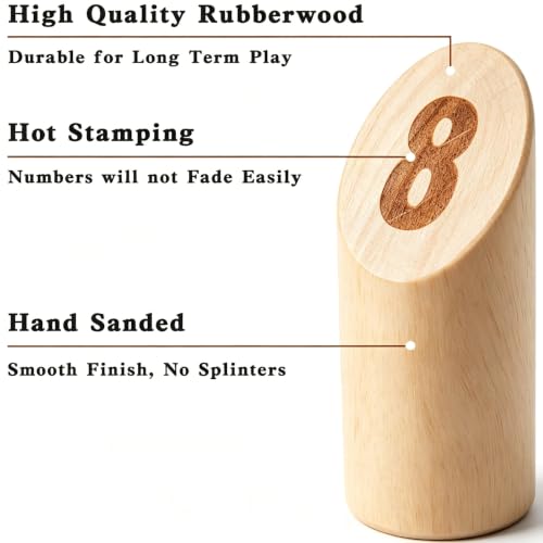 Outdoor Yard Tossing Game Set with 12 Wooden Pins and Dowel - Family Lawn Game