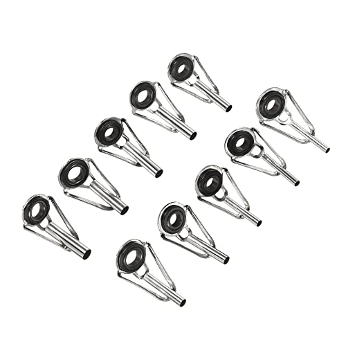10-Pack Fishing Rod Tips Repair Kit with Iron Ring Guides for Saltwater & Freshwater
