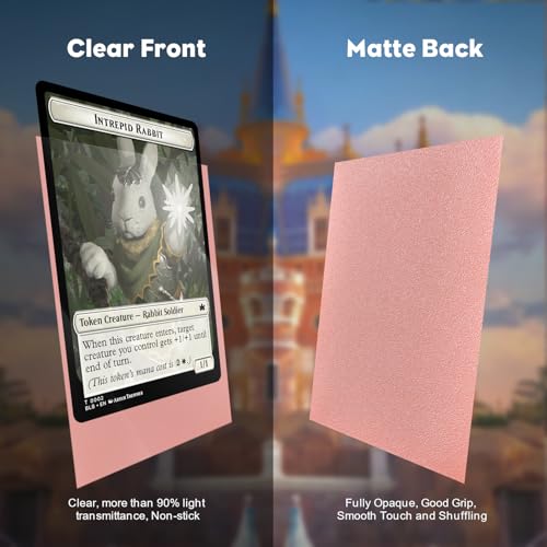 Rose Gold Card Sleeves 300 Pack for MTG, Lorcana, Sports & Game Cards - Clear Front Textured Back