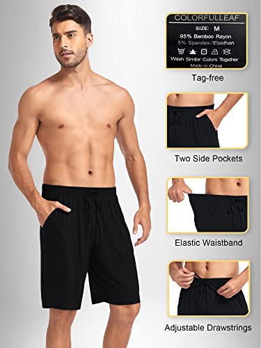 COLORFULLEAF Men Pajama Shorts Bamboo Rayon Lightweight Sleepwear