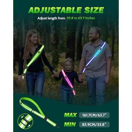 LED Reflective Belt Sash - 5 Lights Colors & 3 Light Modes High Visibility Night Safety Belt, Rechargeable Light Up Running Gear Adjustable Vest Straps for Runners Walkers Men Women