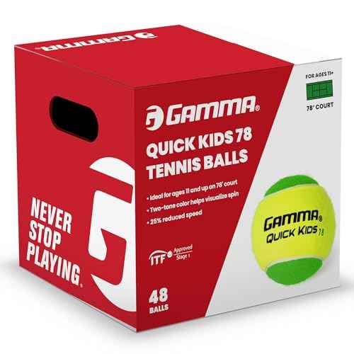 GAMMA Quick Kids 36, 60, & 78 Training Tennis Balls for Kids & Beginners, Low-Compression Core Reduces Speed & Bounce, Great for Tennis Practice, USTA & ITF Approved for Use in 10 & Under Tournaments