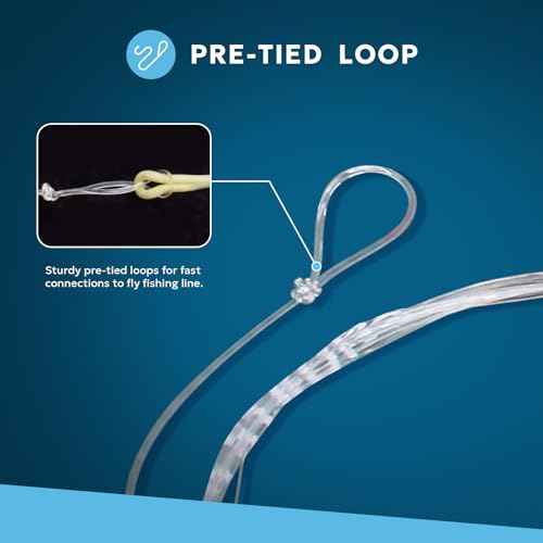 SF Pre-Tied Loop Fly Fishing Tapered Leader Nylon Clear Trout Freshwater Saltwater Bonefish Permit Bass Salmon Steelhead 7.5FT 9FT 10FT 12FT 15FT 0X 1X 2X 3X 4X 5X 6X 7X