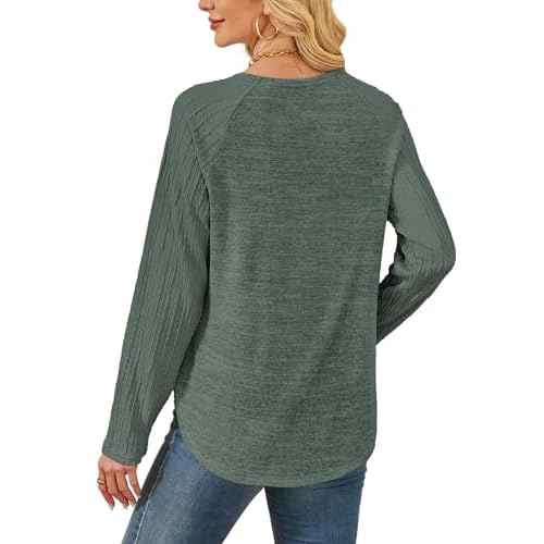 SAMPEEL Sweatshirt for Women Long Sleeve Shirts Crewneck Sweaters Fall Fashion Outfits 2025 Trendy Tunic Tops Plus Size