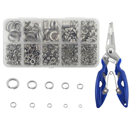 Heavy Duty Fishing Split Ring Kit - 10 Sizes Stainless Steel Lure Connectors