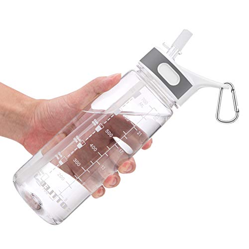 800ML Clear Sports Water Bottle with Straw, Wide Mouth, BPA-Free, Handle