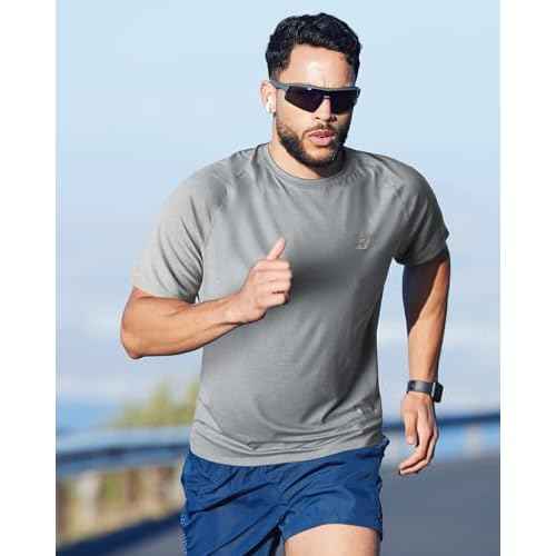 Roadbox Swim Shirts Short Sleeve for Men, Sun Protection UPF 50+ Fishing Rash Guard, UV Gym Workout Shirt for Running Outdoor