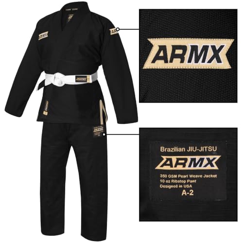 ArmX Black A3 Brazilian Jiu-Jitsu Gi for Men and Women with Jacket, Pants & Belt