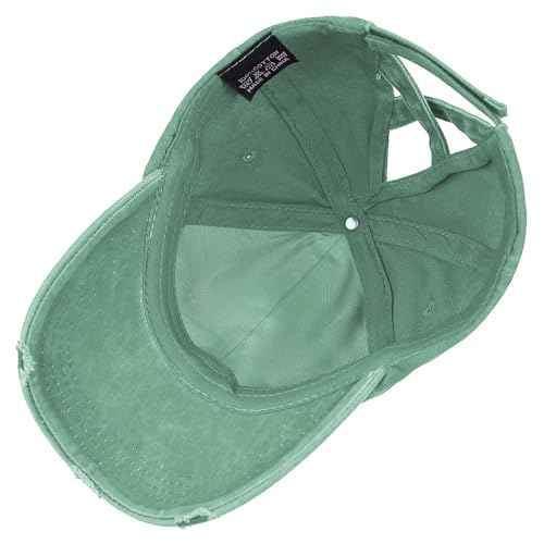 Womens Criss Cross Ponytail Baseball Cap Distressed Ponytail Hat High Messy Bun Trucker Ponycap for Outdoor Sports