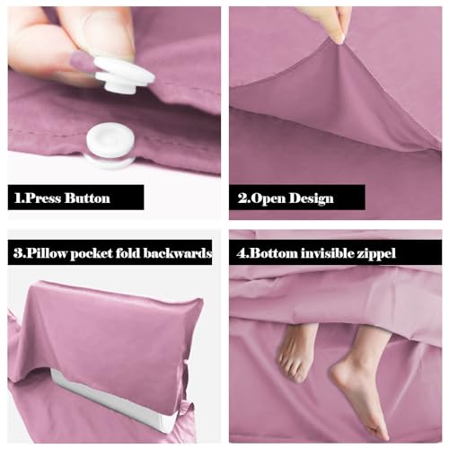 Lightweight Travel Sleeping Bag Liner - Single Dark Pink for Camping & Backpacking