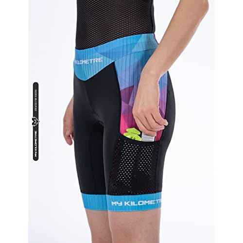 MY KILOMETRE Womens Triathlon Shorts 8¡± Inseam Tri Shorts with Side Pockets Adjustable Drawstring