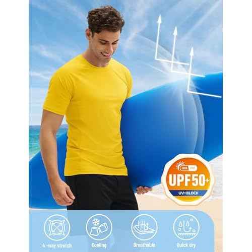 MAGCOMSEN Men's Short Sleeve UPF 50+ T-Shirt Swim Quick Dry Rash Guard Athletic Surf Shirts Performance Water Shirts