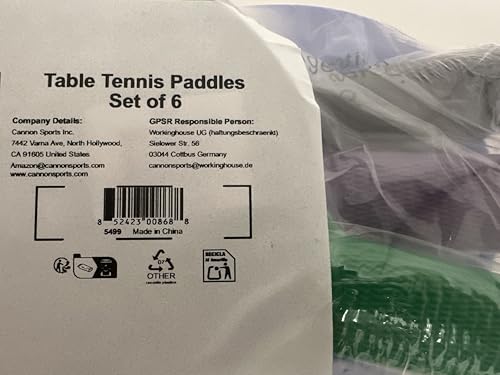 Cannon Sports Table Tennis Paddle - Unbreakable and Weather Resistant for Indoor Outdoor Use (Assorted)