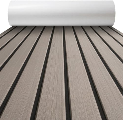 High-Density EVA Foam Boat Flooring - Faux Teak Marine Decking, 94" x 15" - Terra with Black Seam Lines