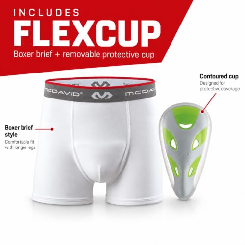 Boys' Boxer Brief Shorts with FlexCup Athletic Protection - Medium White
