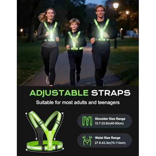 LED Reflective Vest Super Bright Lighting, 360¡Æ Visible Running Light for Runners, Waterproof Adjustable Reflective Running Vest Headlamp for Men/Women/Kids Night Walking/Running/Cycling