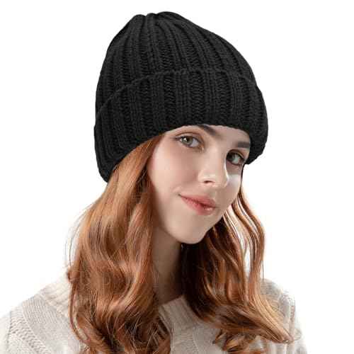 ZOORON 1&2 Winter Beanie for Women Soft Warm Slouchy Knit Hat Ski Stocking Cuffed Cap