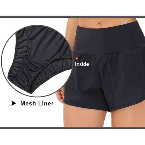 THE GYM PEOPLE Womens High Waisted Running Shorts Quick Dry Athletic Workout Shorts with Mesh Liner Zipper Pockets