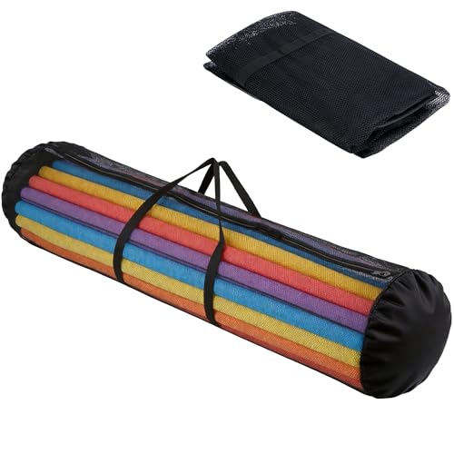 Black Pool Noodle Storage Bag 55x18x18 Inch Mesh Organizer for Pool Floats