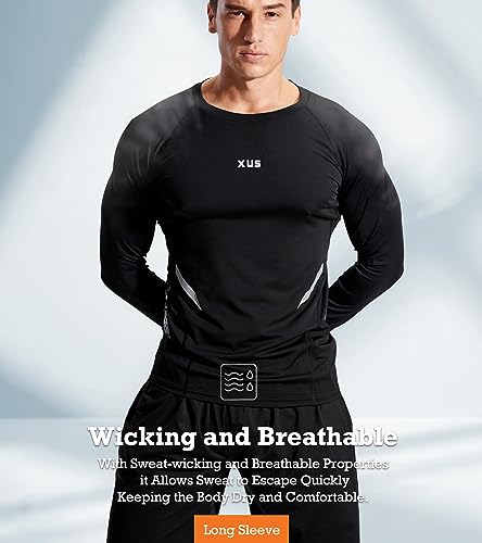 Men's Workout Sets with Compression Shirt, Pants, Hoodie & Jacket - Large / E