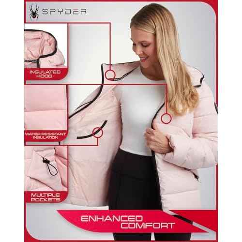 Spyder Women's Puffer Jacket - Water-Resistant Insulated Winter Coat with Cinched Waist - Womens Hooded Quilted Jacket (S-XL)