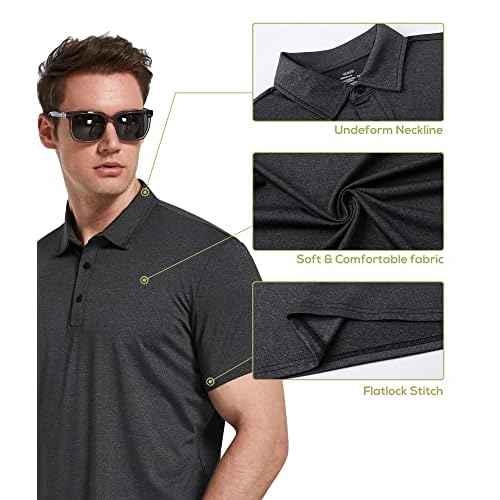 TELALEO 4/5 Pack Mens Polo Shirts Quick Dry Short Sleeve Golf T Shirt Performance Moisture Wicking Casual Workout