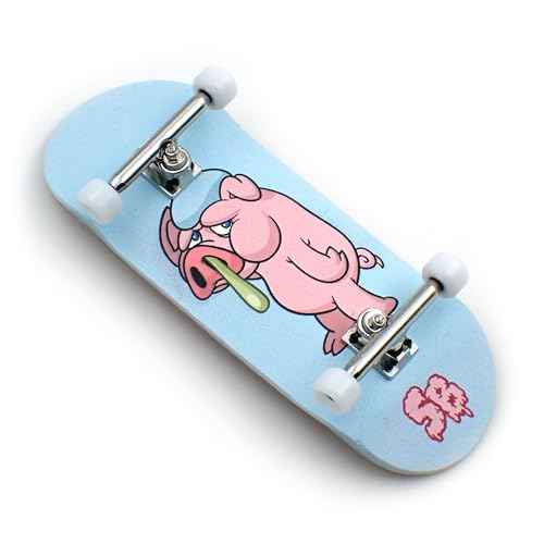 SPITBOARDS¢ç 34mm x 96mm Pro Fingerboard Set-Up (Complete) | Real Wood Deck | Pro Trucks with Lock-Nuts and Pro Bushings | Polyurethane Pro Wheels with Bearings | Pig Flue
