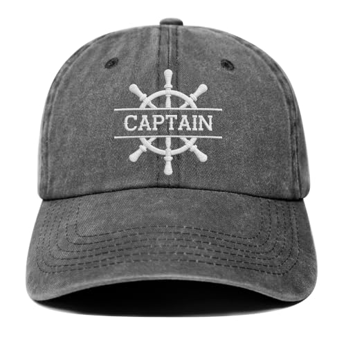 Boat Captain Hat for Men - Grey Boating Gift for Boat Owners, Husband, Dad