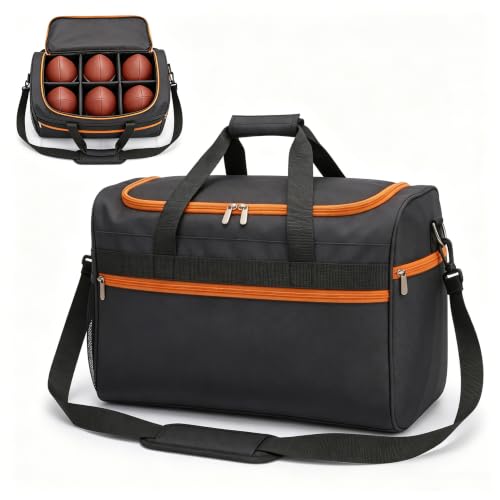 Heavy-Duty Football Bag Holds 6 Official Size Footballs with Pockets and Adjustable Strap