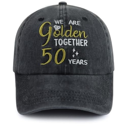 We are Golden Together 40 50 60 Years Hats for Men Women, Adjustable Cotton 50th Wedding Anniversary Baseball Cap