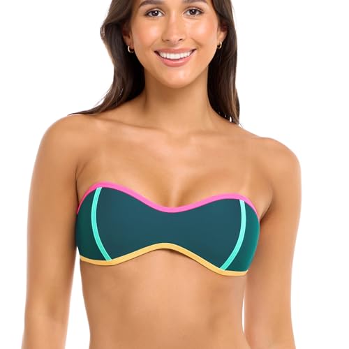 Body Glove Women's Standard Tainted Love Retro Bandeau Bikini Top Swimsuit