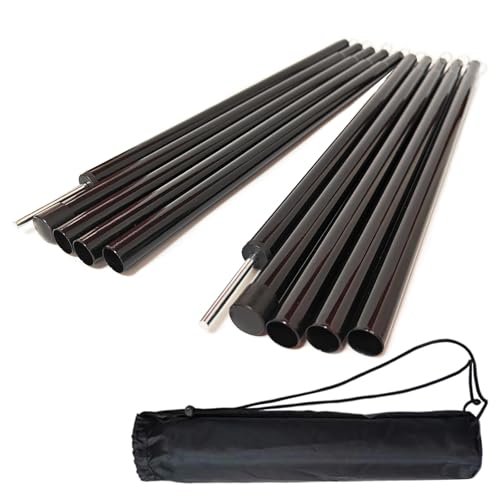 Adjustable Tent Poles 74.8 Inches - Black, Sturdy & Rustproof Camping Accessories - 2 Pack