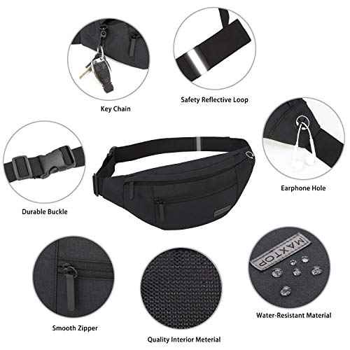 MAXTOP Large Crossbody Fanny Pack with 4-Zipper Pockets,Gifts for Enjoy Sports Festival Workout Traveling Running Casual Hands-Free Wallets Waist Pack Phone Bag Carrying All Phones