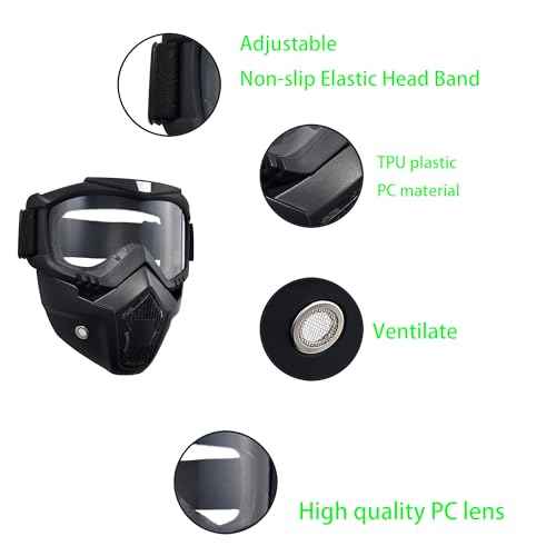 Paintball Mask Anti Fog,Airsoft Mask Full Face,Tactical Mask, Motorcycle Helmet Goggles with Removable Face Mask for Men Women