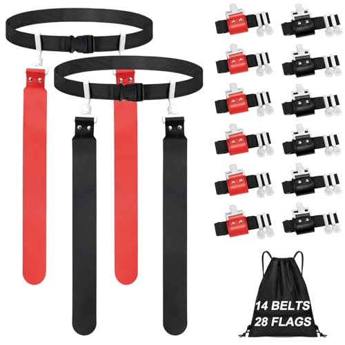 Adjustable Flag Football Set with 2/14 Player Belts and Flags - Youth & Adult Sports Equipment - Variation 14
