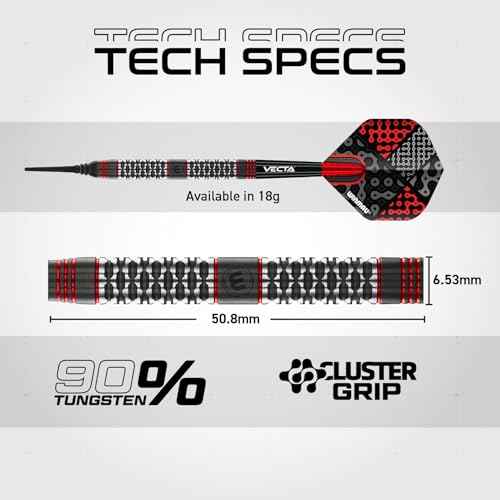 Winmau Darts Cypher Series 90% Professional Tungsten Darts Set with Dart Flights and Dart Shafts (Stems) - Available Weights 18g Soft Tip 22g, 24g and 26g Steel Tip