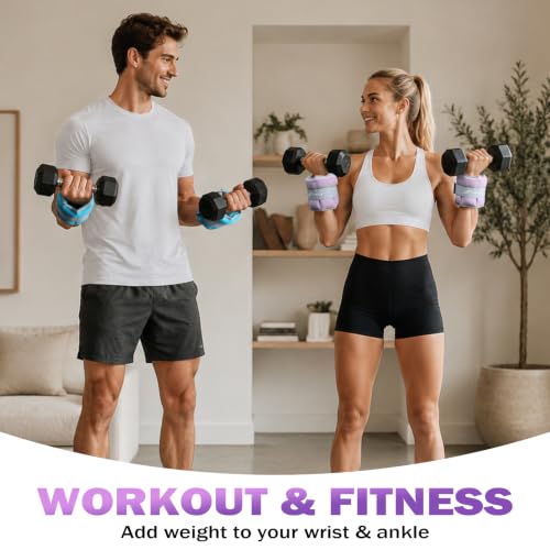 Purple Water Weights for Water Aerobics & Fitness - Adjustable 3lb Each Ankle & Wrist Weights