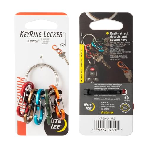Small Aluminum Keyring Locker S-Biner Carabiner Set with 5 Assorted Colors
