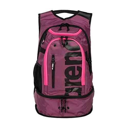 ARENA Unisex Adult Fastpack 3.0 Swimming Athlete Sports Backpack for Swimming Training Gear Gym Bag for Men and Women, 40 Liters, Plum/Neon Pink